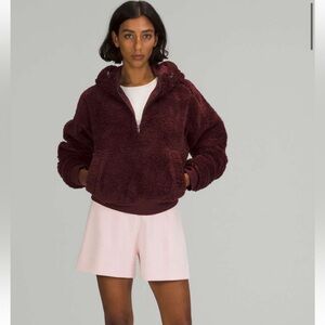 Lululemon Textured Fleece Half Zip Red Merlot Sweater